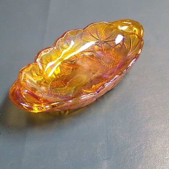 Vintage Amber Carnival Glass Candy Dish Cottagecore Grandmacore - Picture 2 of 5